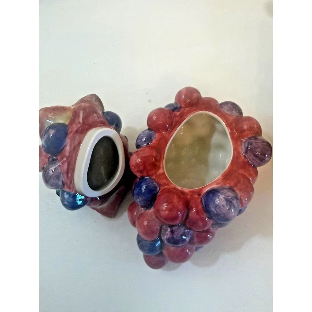 Fitz And Floyd Tuscan Villa Creamer Sugar Set Pear Grapes Ceramic With Box‎